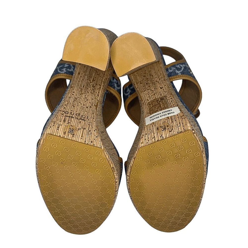 Gucci Blue and Brown Platform Sandals - Picture 10 of 12